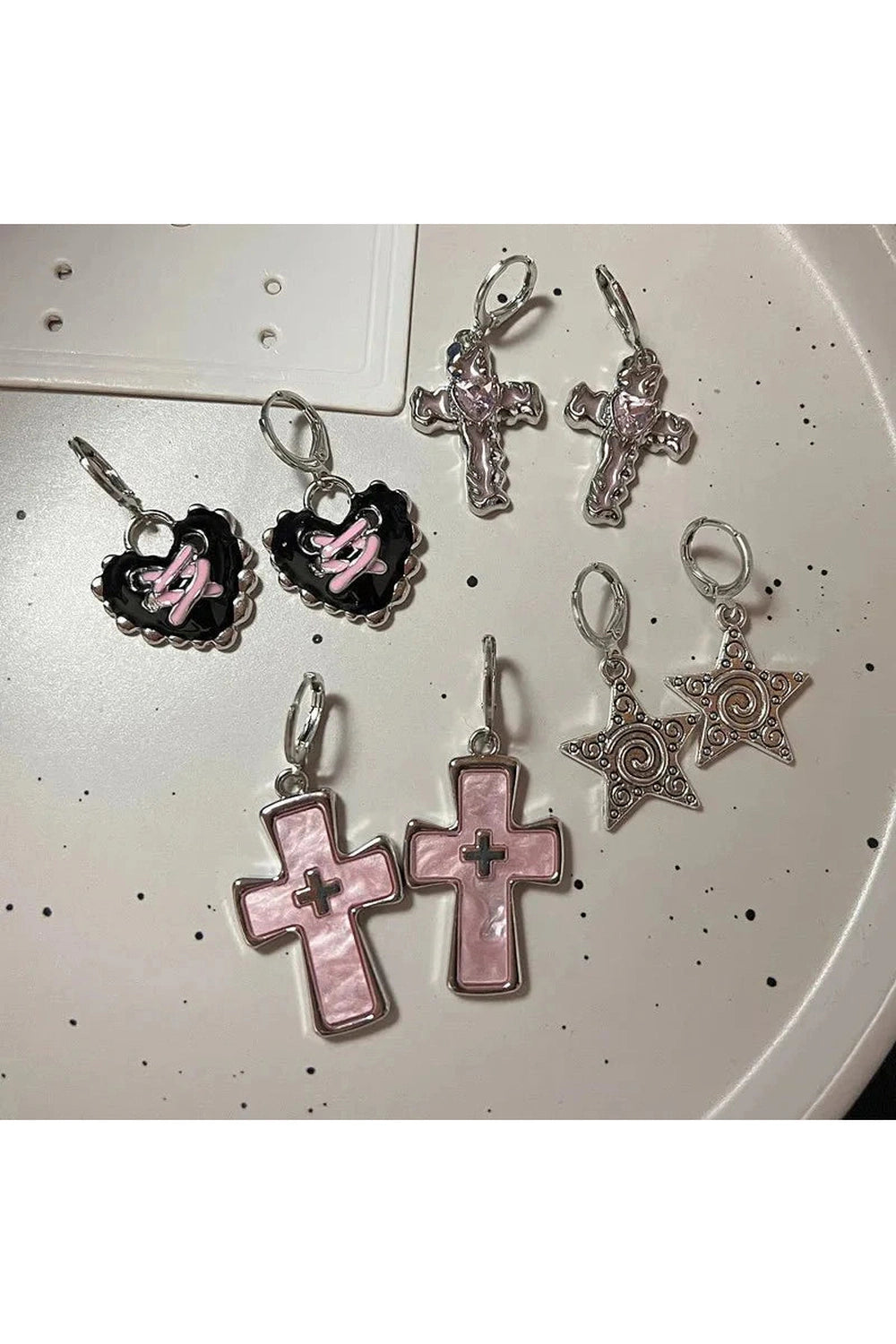 Y2k Cross Crystal Silver Earrings Gifts