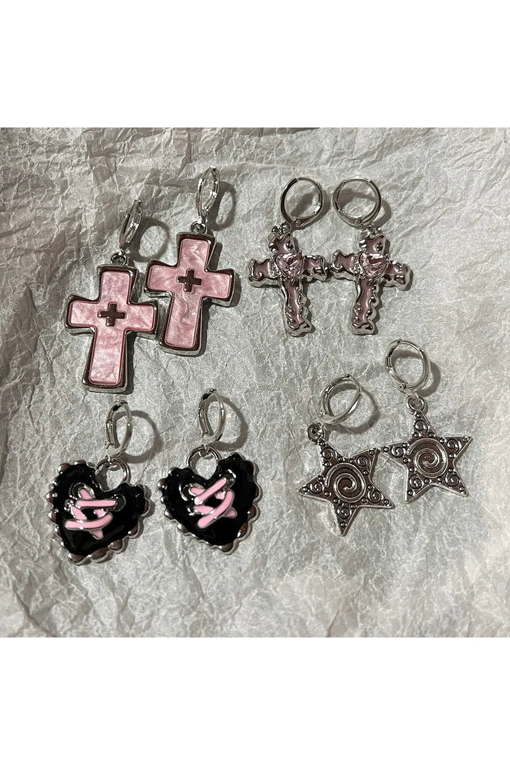 Y2k Cross Crystal Silver Earrings Gifts