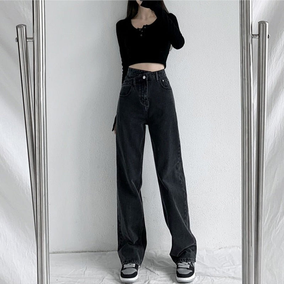 Y2k Cross Waist Baggy Jeans