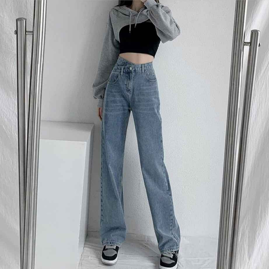 Y2k Cross Waist Baggy Jeans