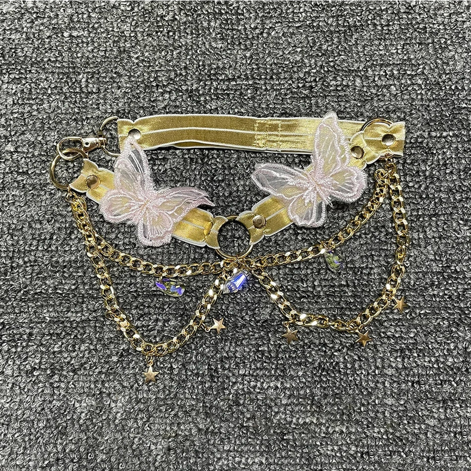 Y2k Crystal Chain Butterfly Crop Top