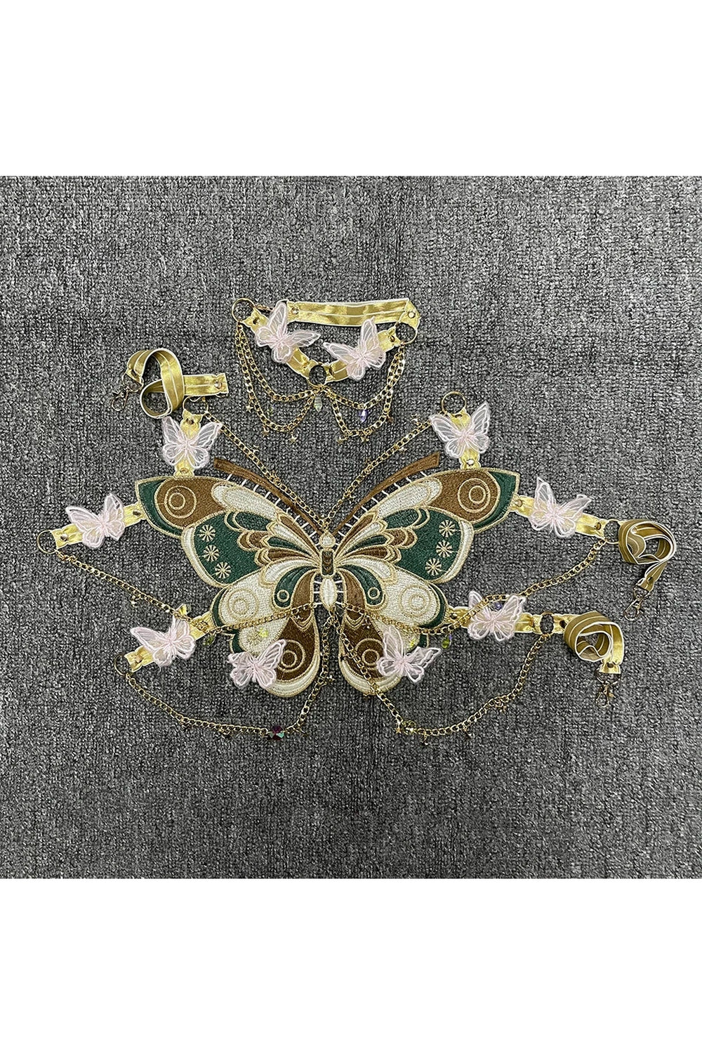 Y2k Crystal Chain Butterfly Crop Top