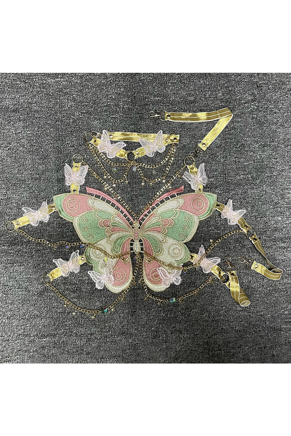 Y2k Crystal Chain Butterfly Crop Top