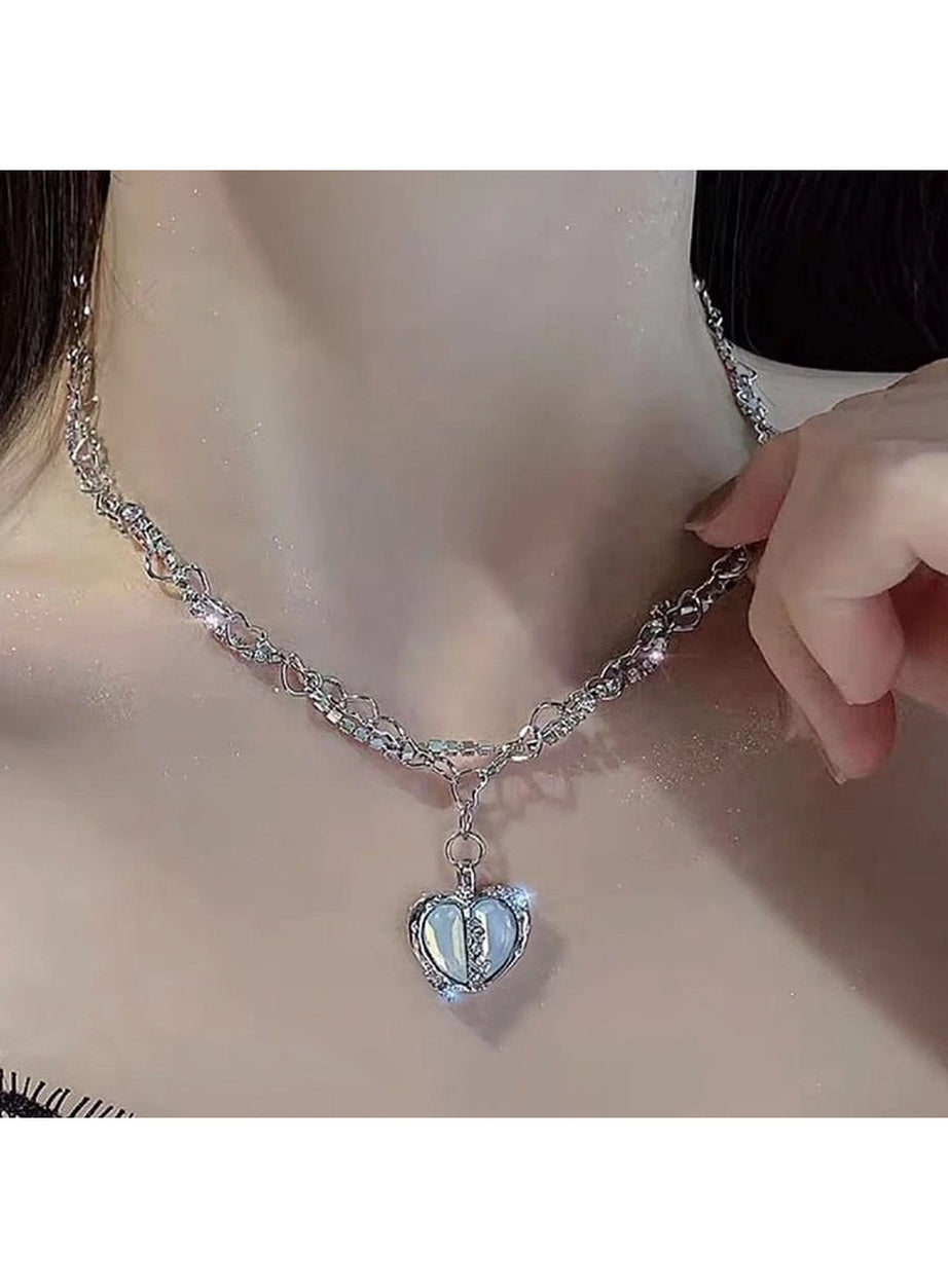 Y2k Crystal Heart Goth Alt Necklace
