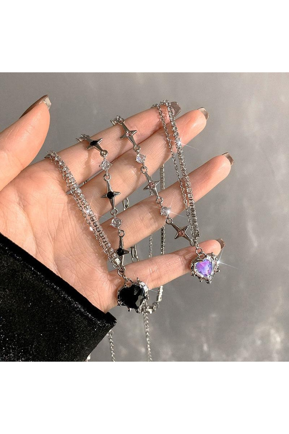 Y2k Crystal Heart Goth Alt Necklace