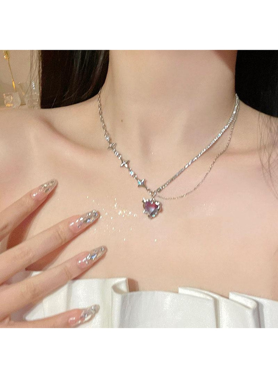 Y2k Crystal Heart Goth Alt Necklace