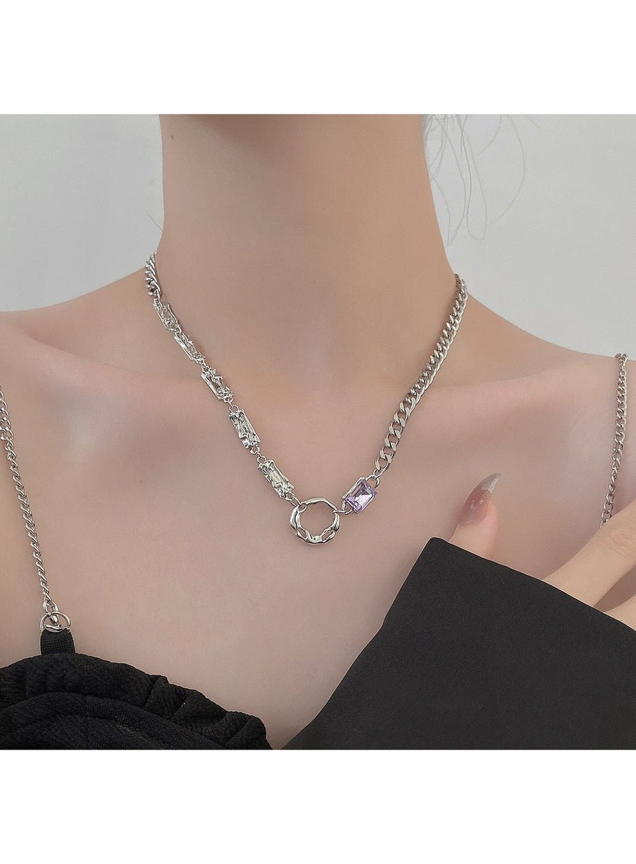 Y2k Crystal Heart Goth Alt Necklace