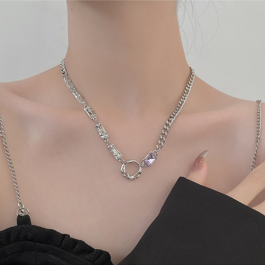 Y2k Crystal Heart Goth Alt Necklace