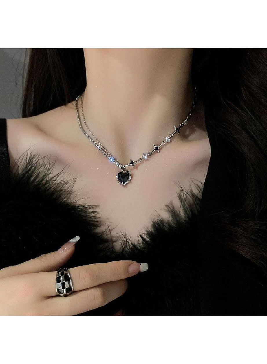 Y2k Crystal Heart Goth Alt Necklace