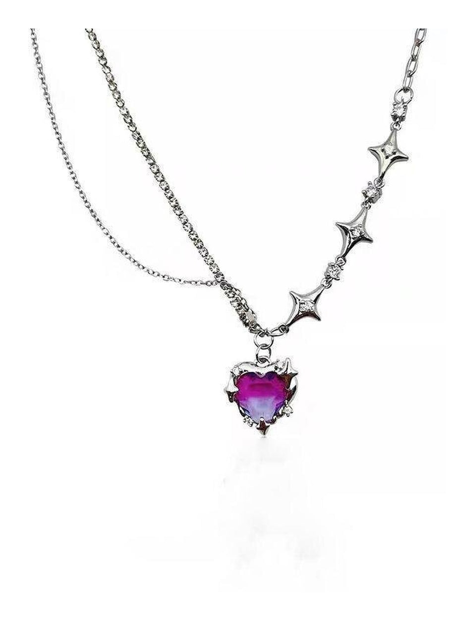 Y2k Crystal Heart Goth Alt Necklace