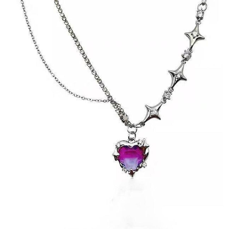 Y2k Crystal Heart Goth Alt Necklace