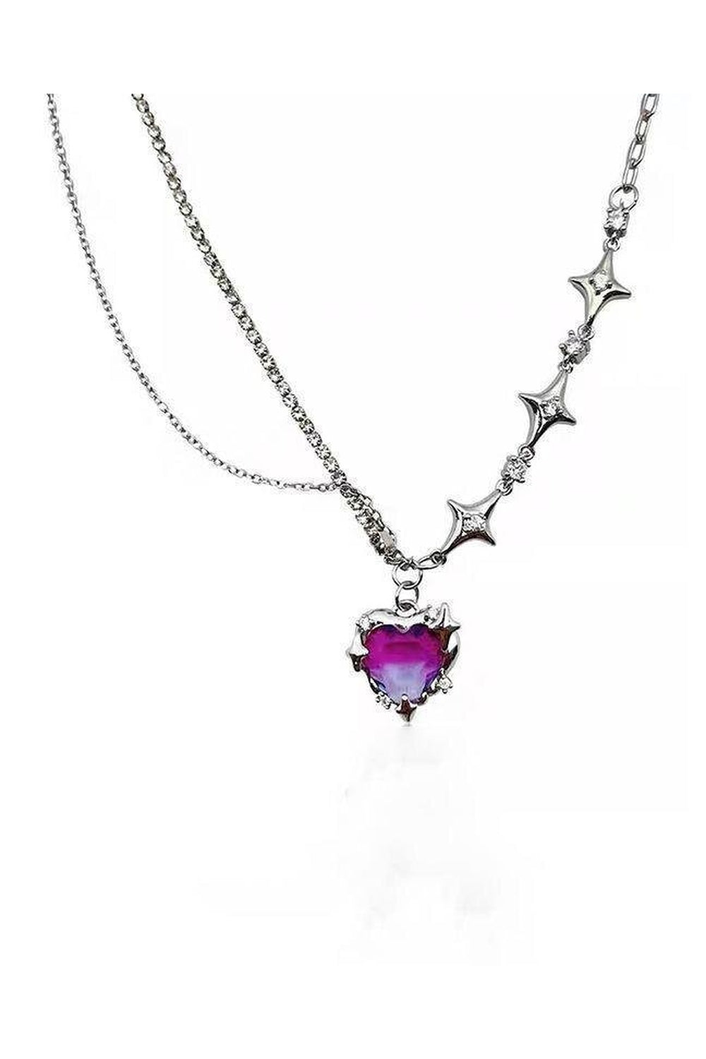 Y2k Crystal Heart Goth Alt Necklace