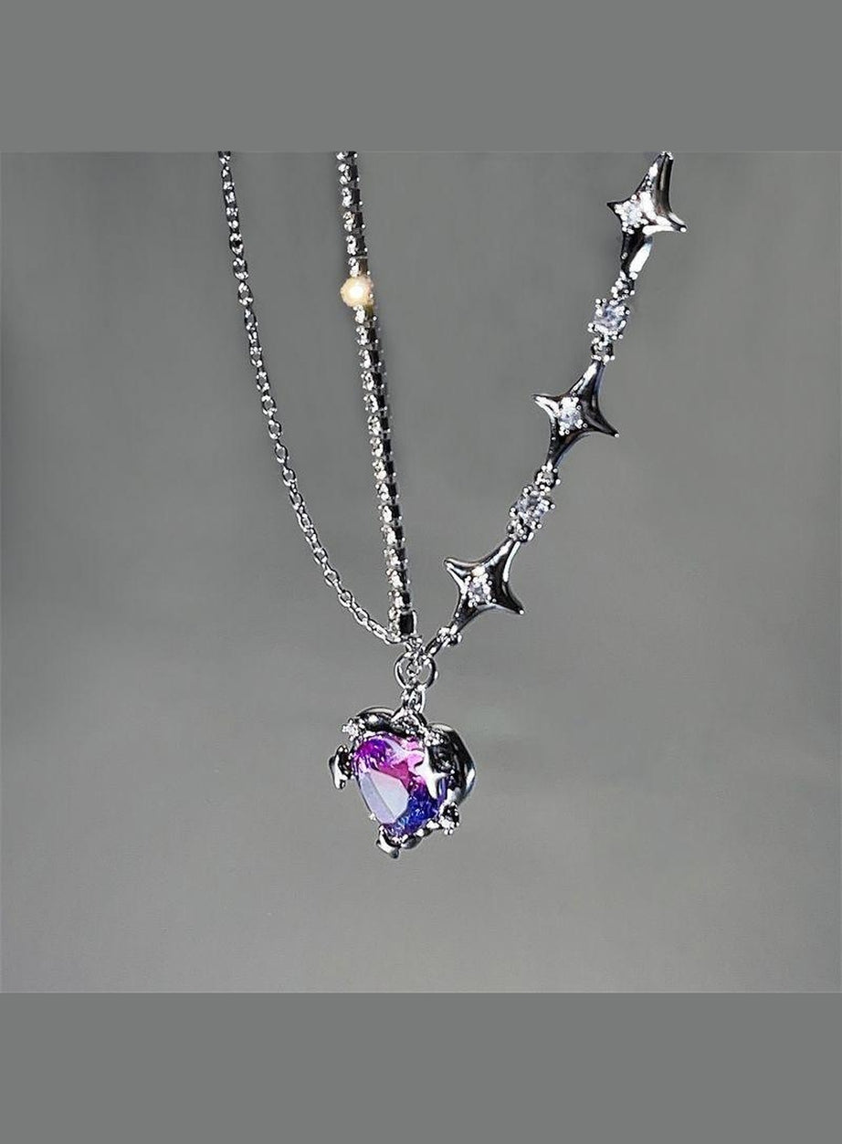 Y2k Crystal Heart Goth Alt Necklace