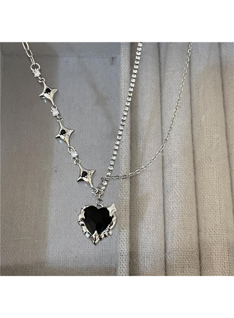 Y2k Crystal Heart Goth Alt Necklace
