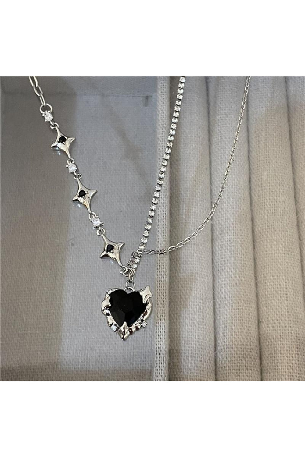 Y2k Crystal Heart Goth Alt Necklace
