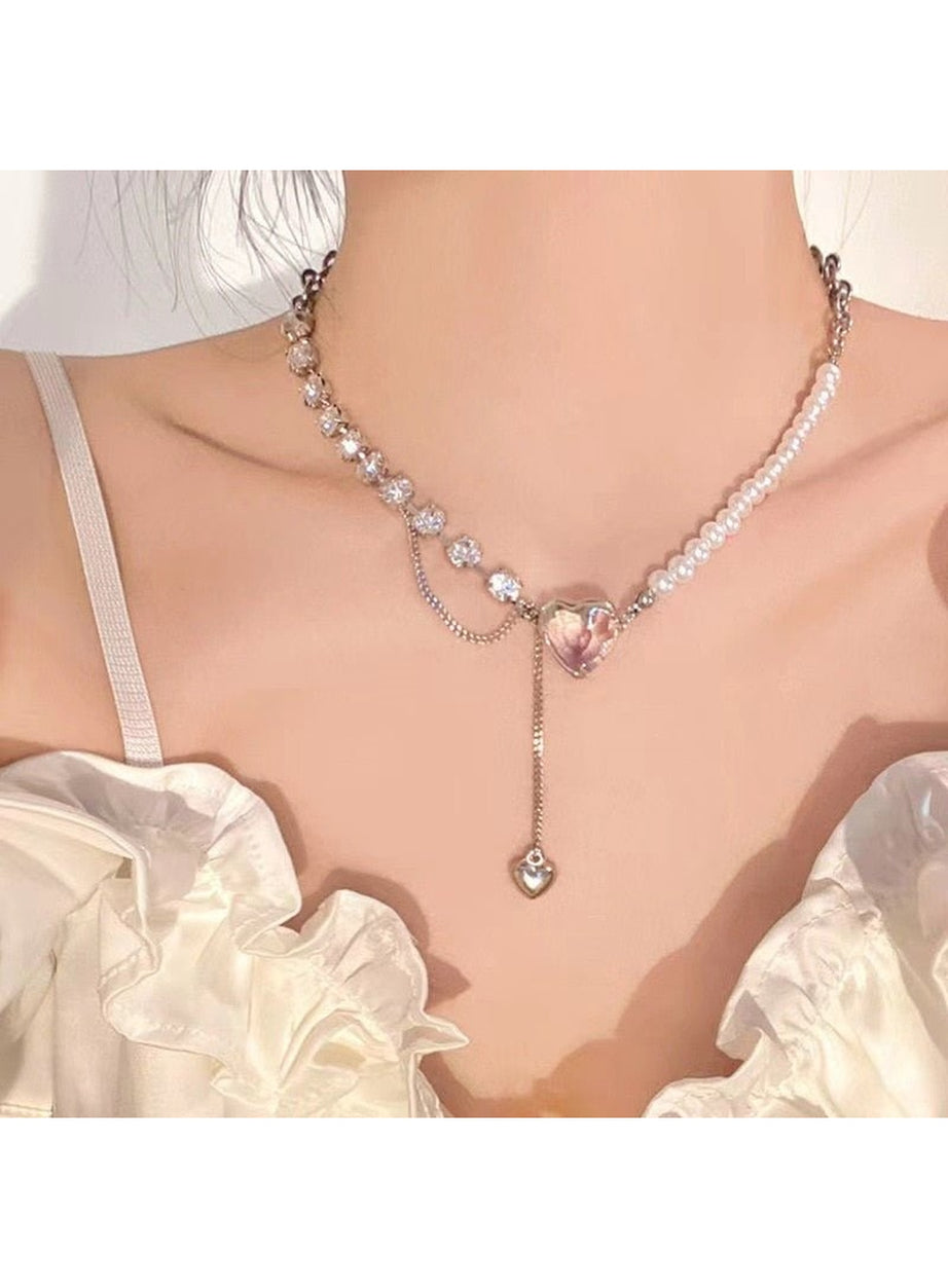 Y2k Crystal Heart Goth Alt Necklace