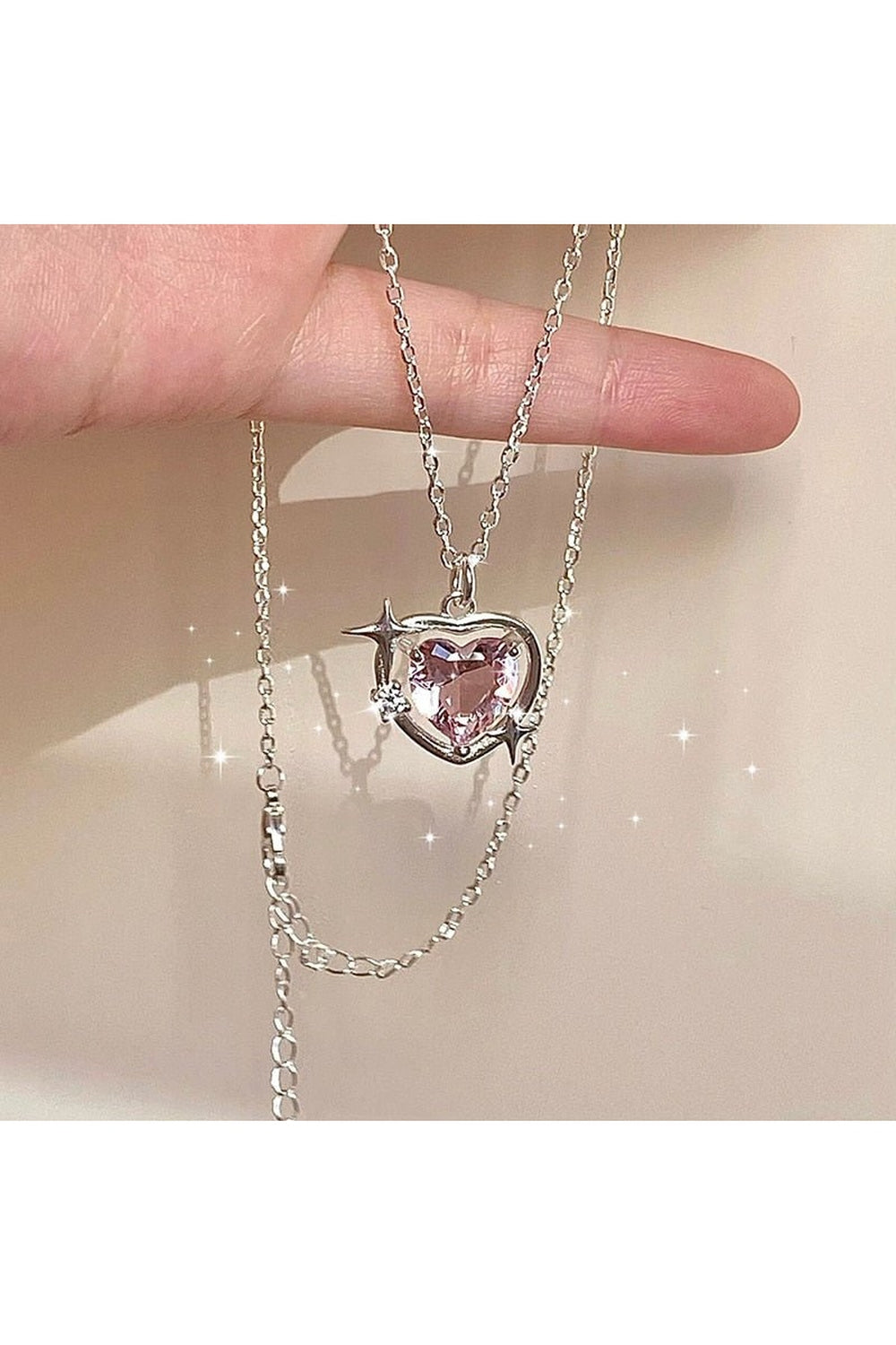 Y2k Crystal Heart Goth Alt Necklace
