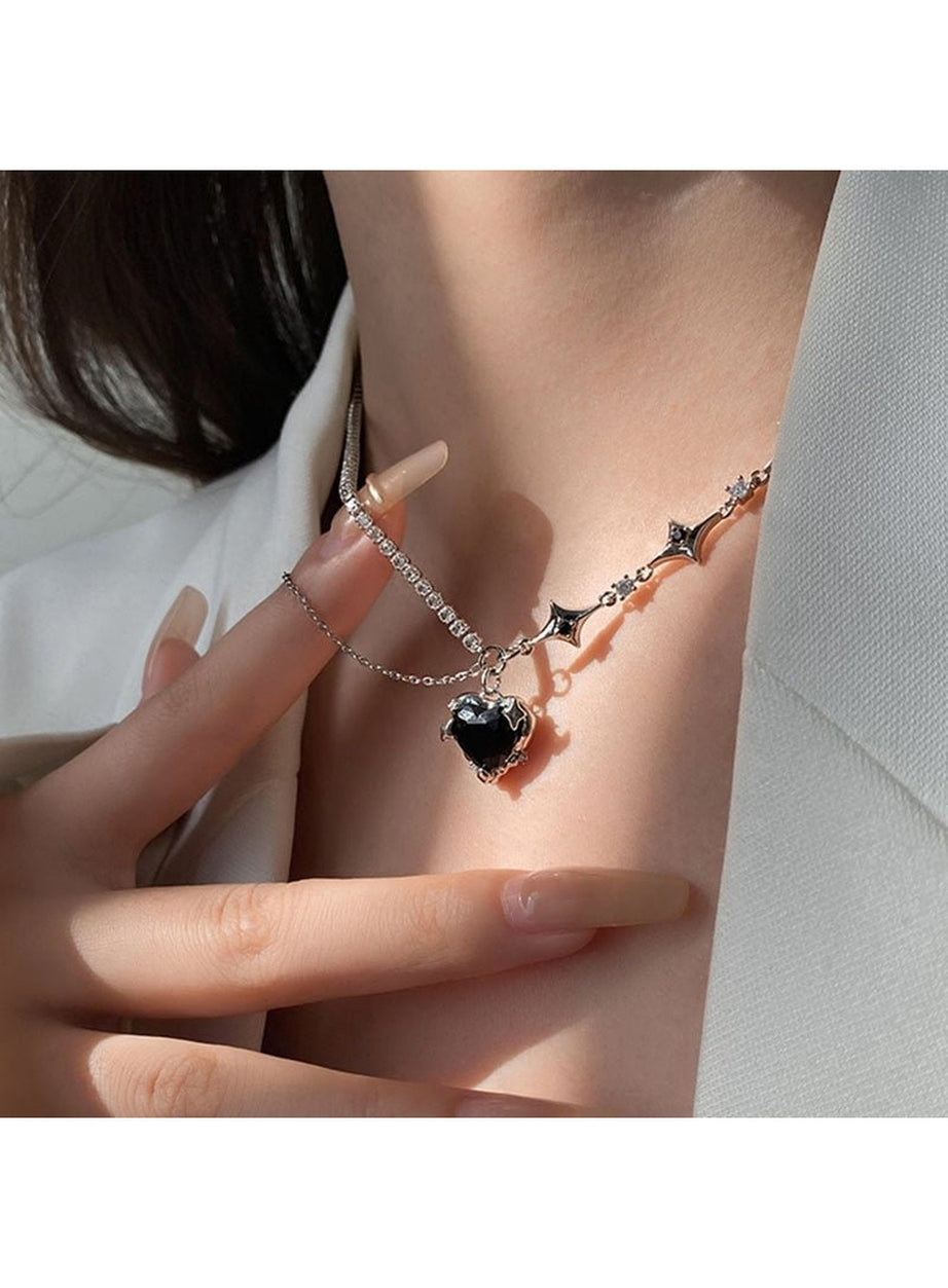 Y2k Crystal Heart Goth Alt Necklace