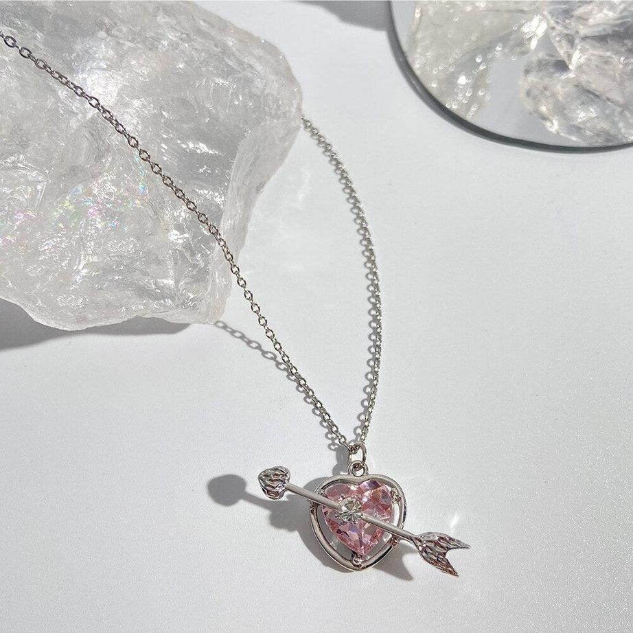 Y2k Crystal Heart Goth Alt Necklace