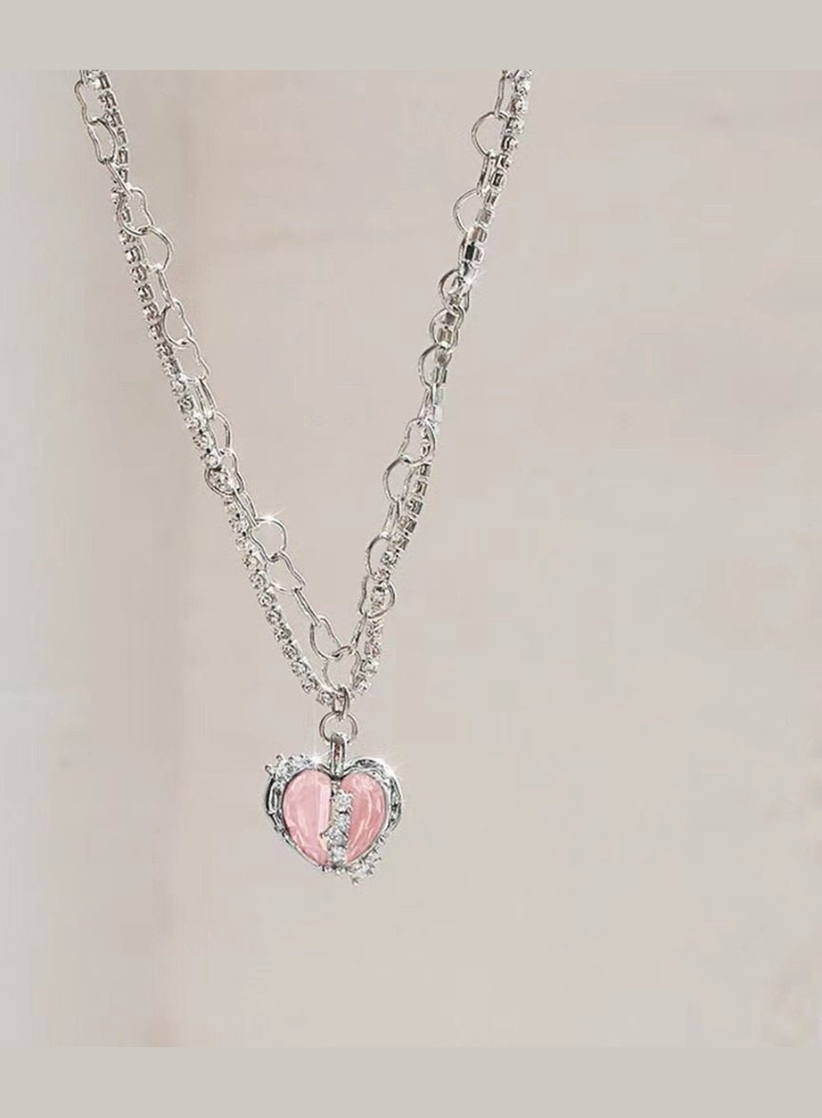 Y2k Crystal Heart Goth Alt Necklace