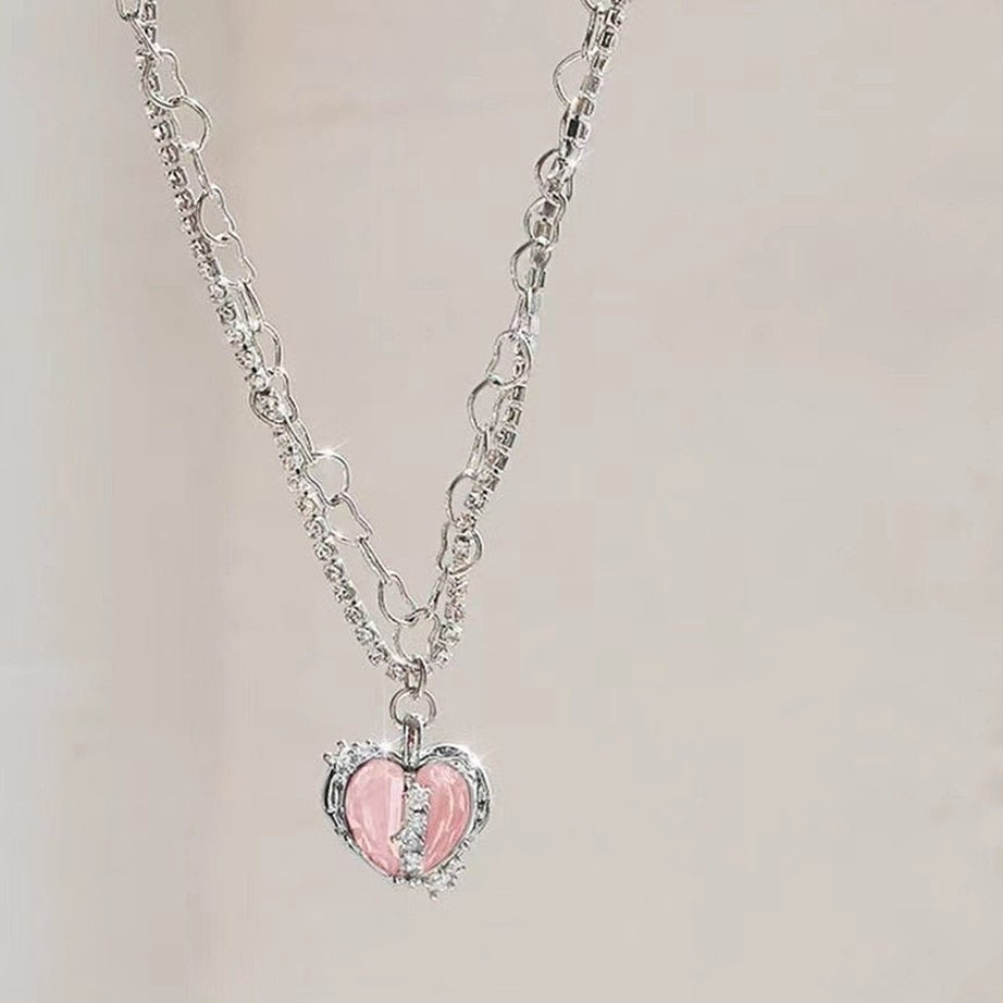 Y2k Crystal Heart Goth Alt Necklace
