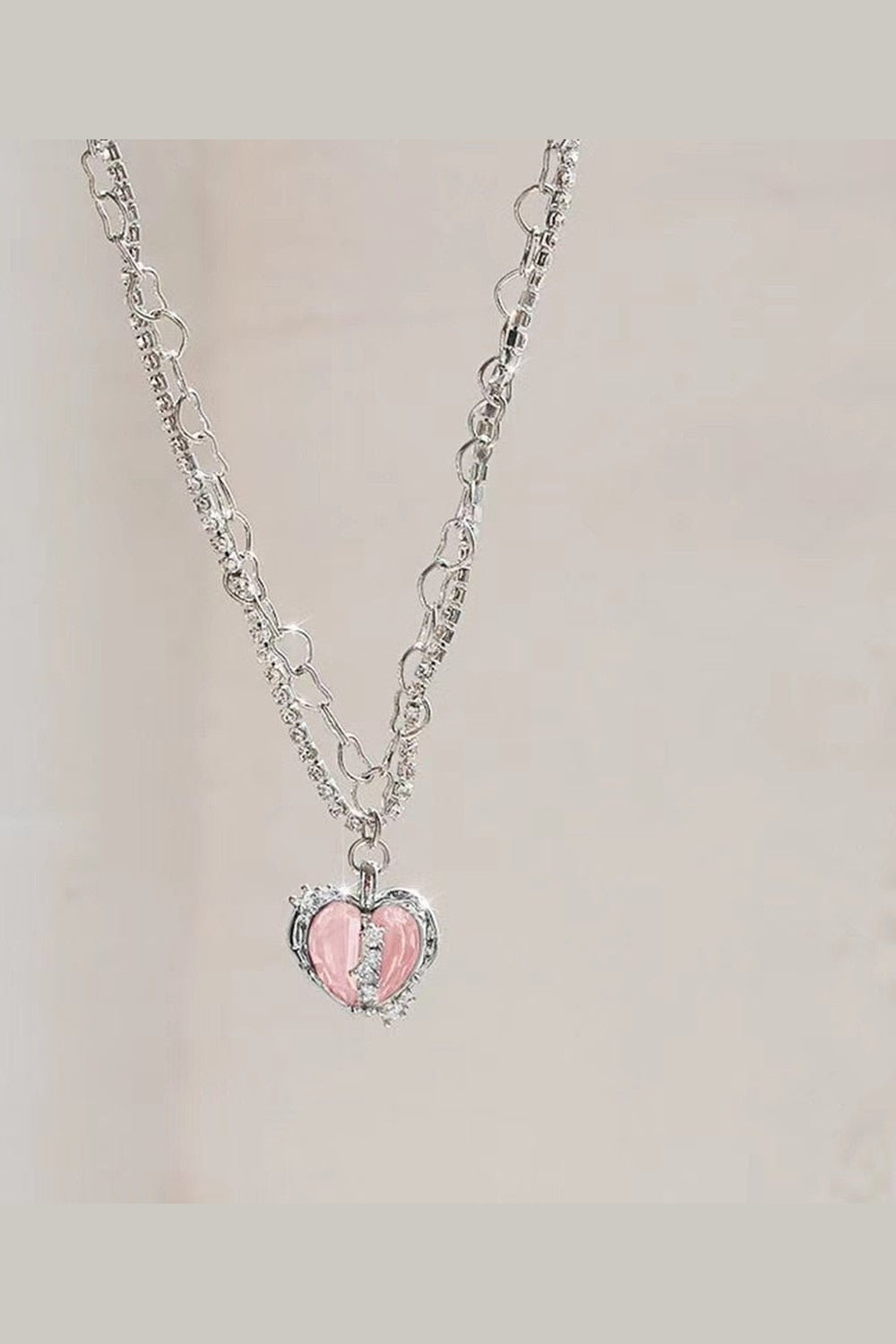 Y2k Crystal Heart Goth Alt Necklace