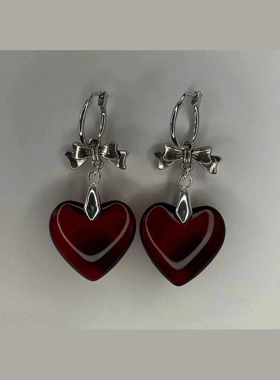 Y2k Crystal Heart Hoop Earrings