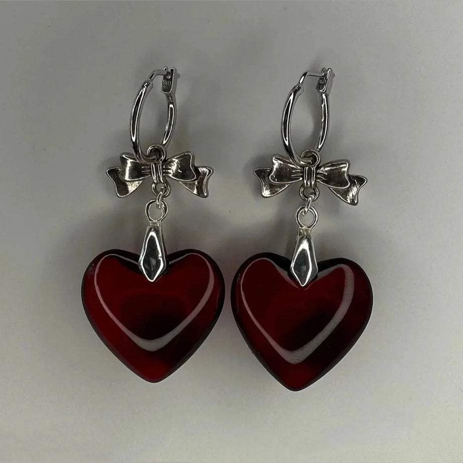 Y2k Crystal Heart Hoop Earrings