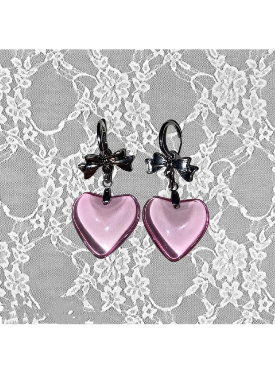Y2k Crystal Heart Hoop Earrings