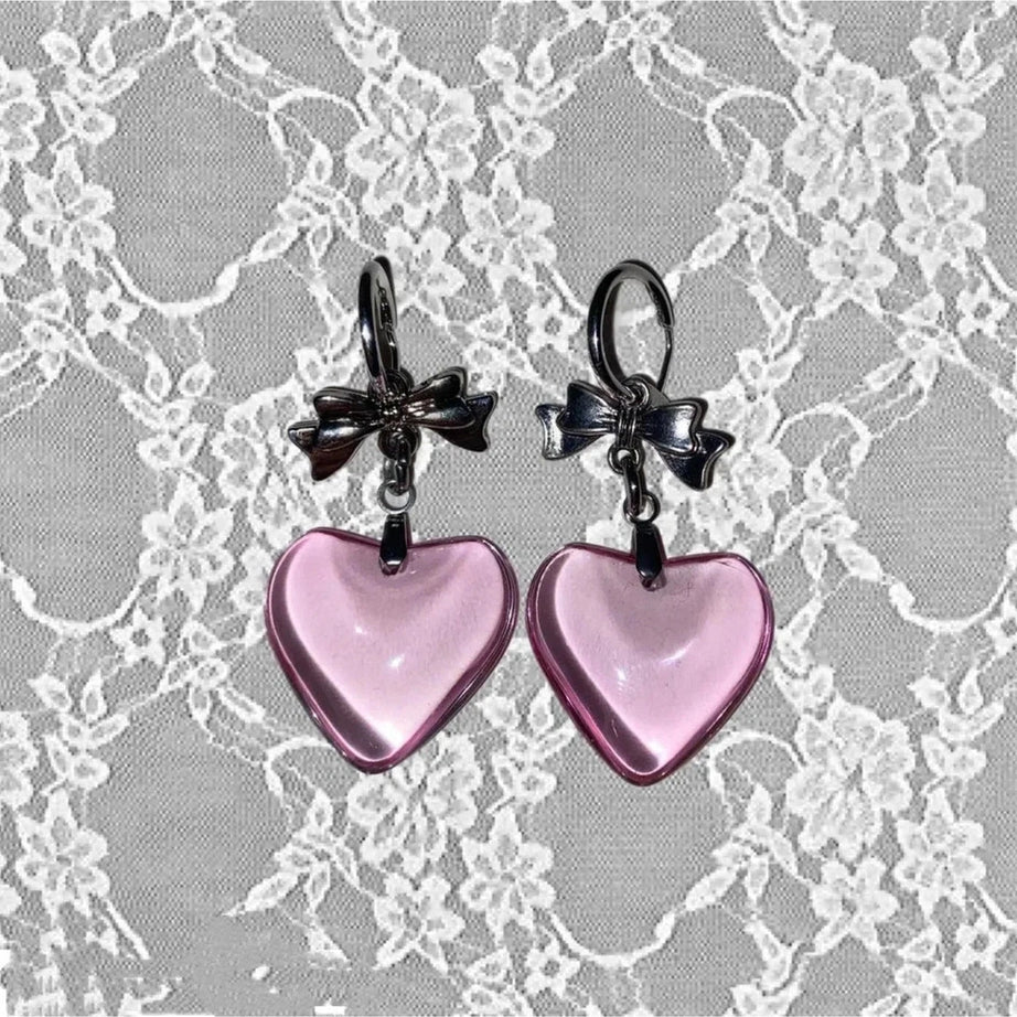 Y2k Crystal Heart Hoop Earrings