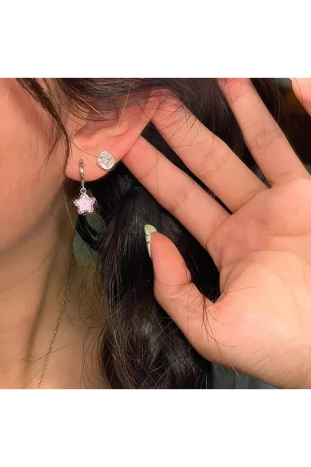 Y2k Crystal Pentagram Hoop Earrings