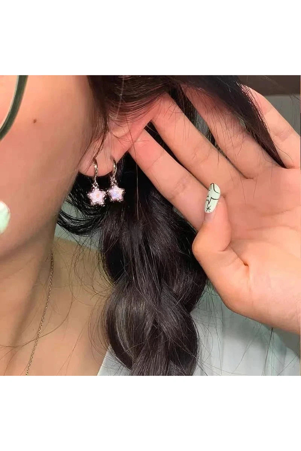 Y2k Crystal Pentagram Hoop Earrings