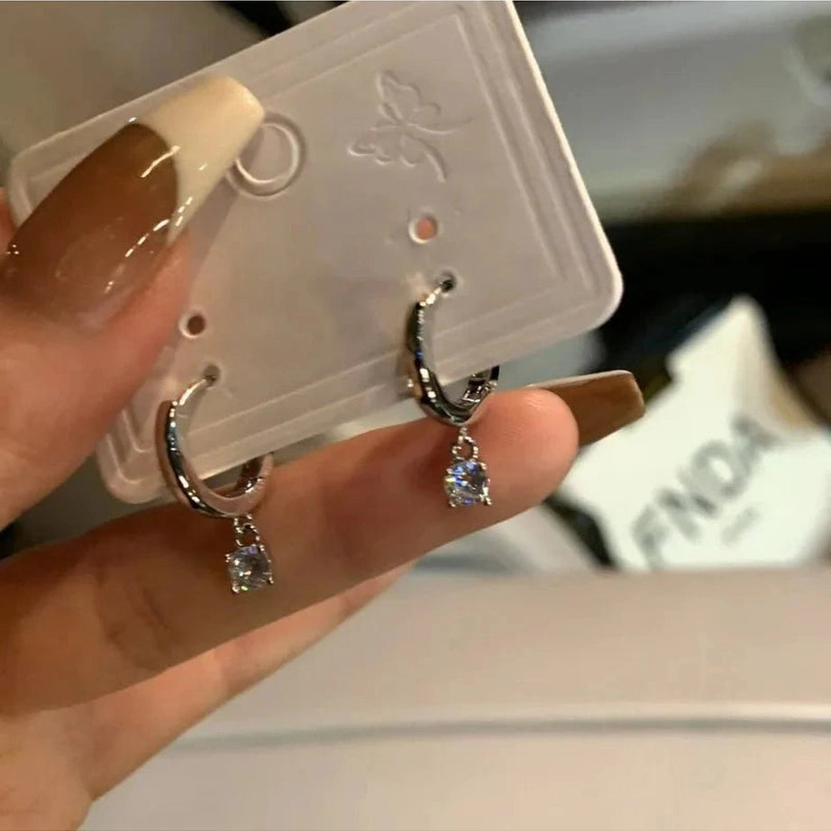 Y2k Crystal Pentagram Hoop Earrings