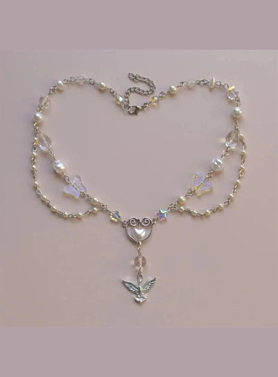 Y2k Crystal Phoenix Pendant Necklace