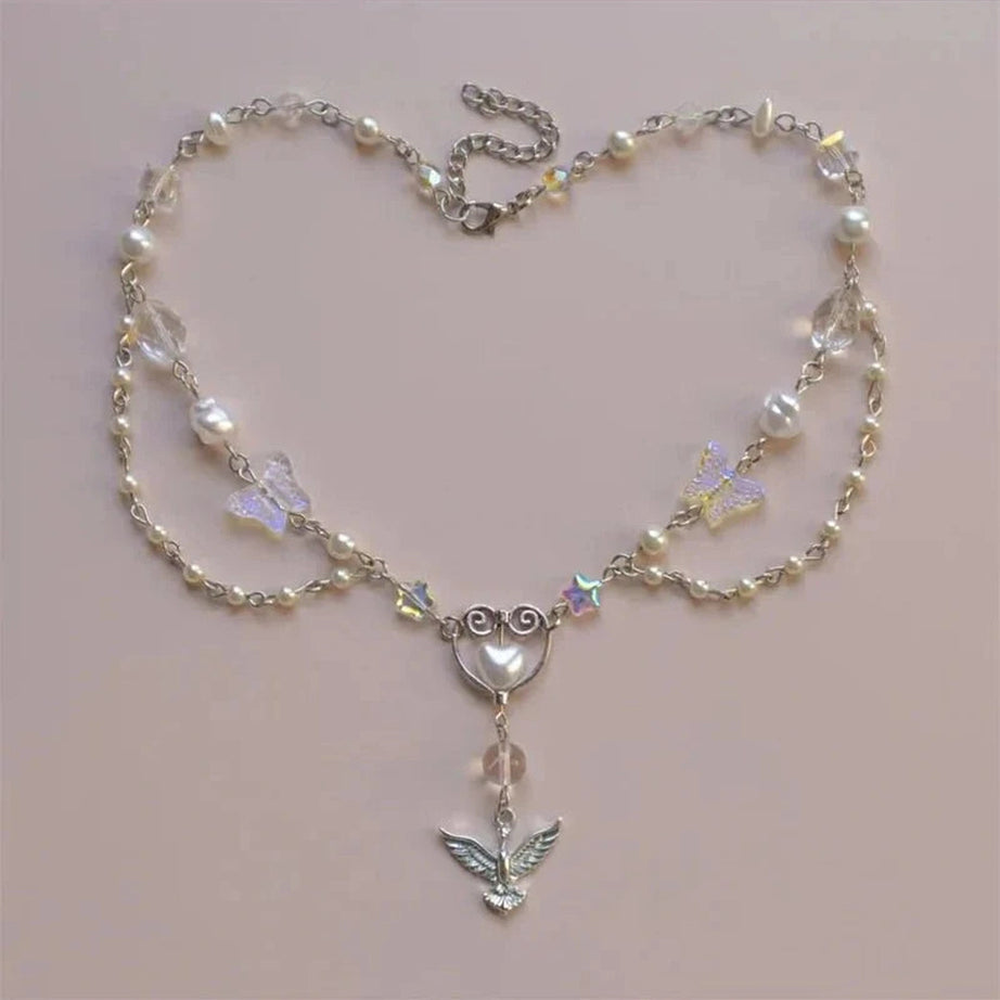 Y2k Crystal Phoenix Pendant Necklace