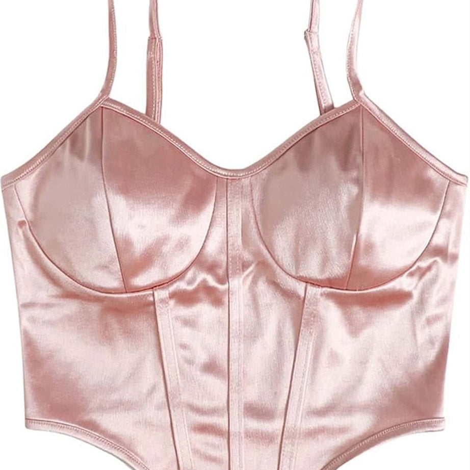 Y2k Curved Hem Satin Cami Top