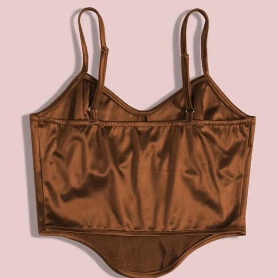 Y2k Curved Hem Satin Cami Top