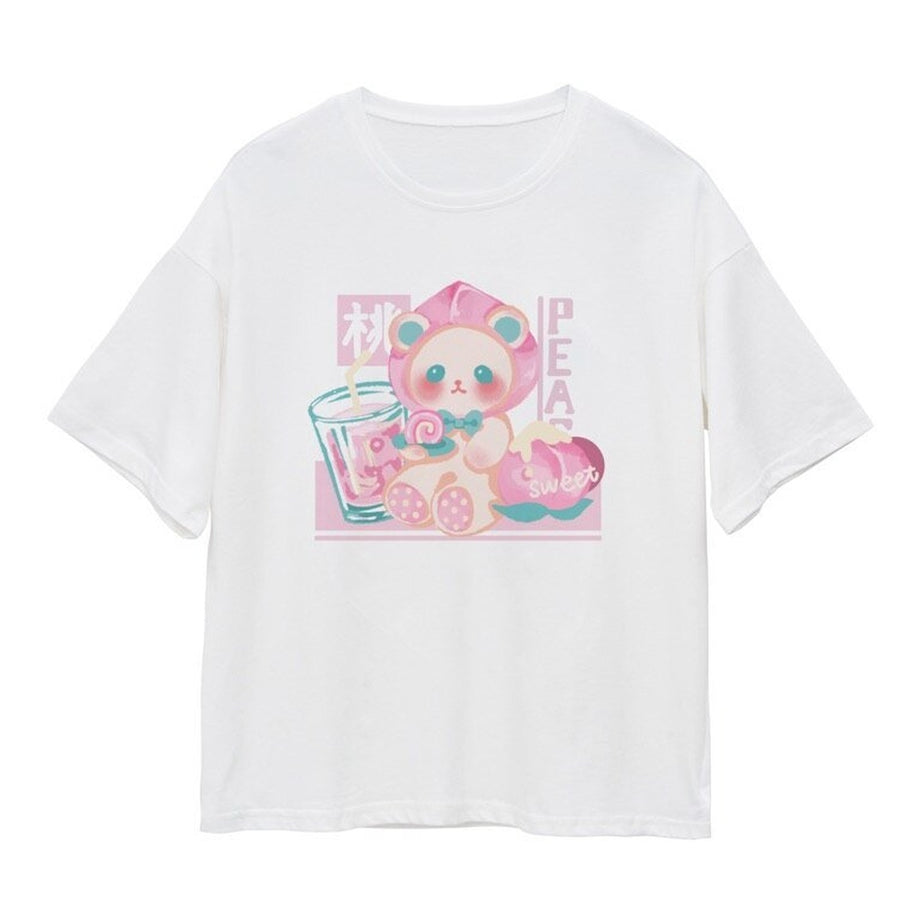 Y2k Cute Anime Kawaii Bear print T-shirt