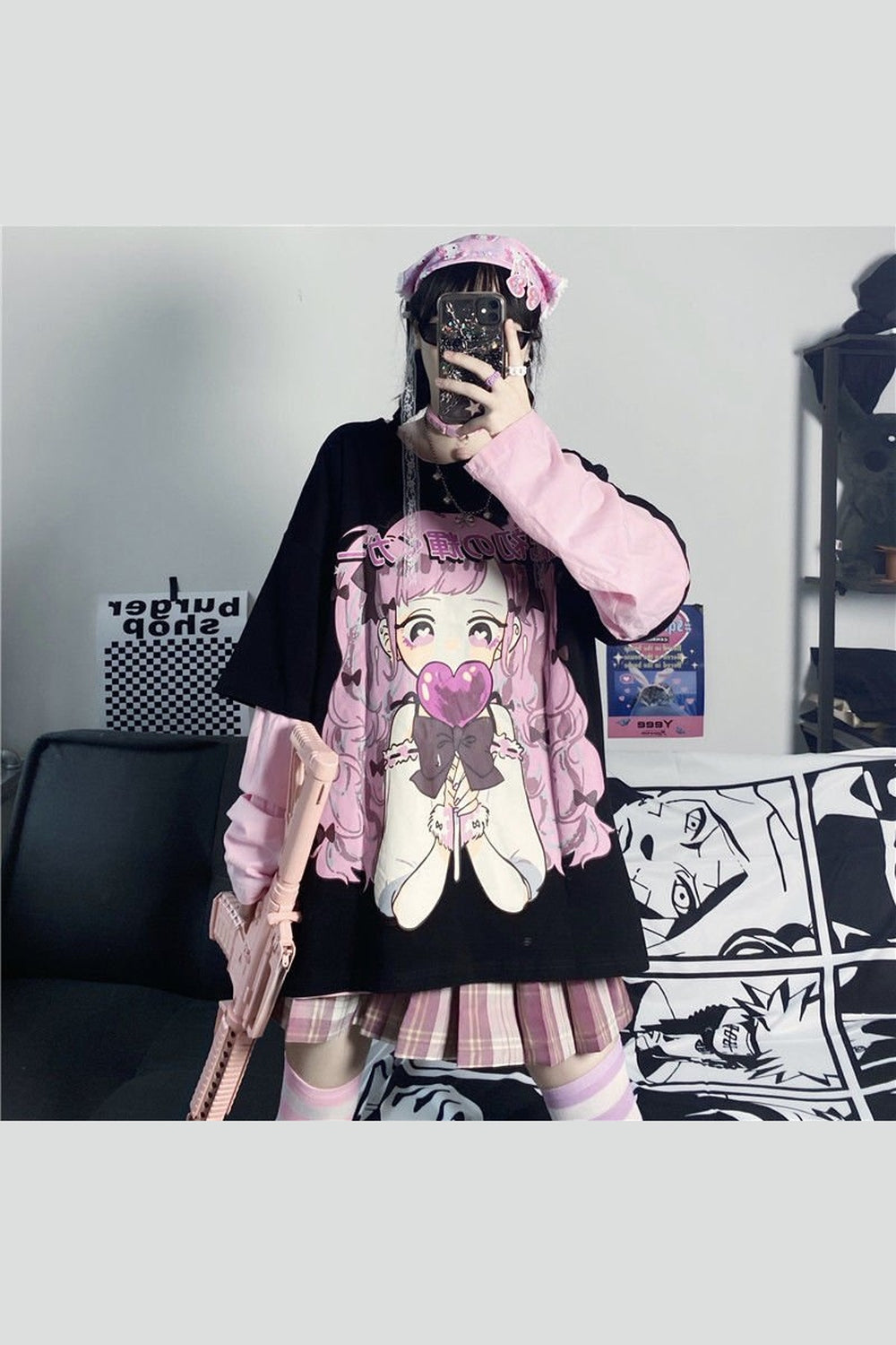 Y2k Cute Anime Print Long-Sleeved T-Shirt