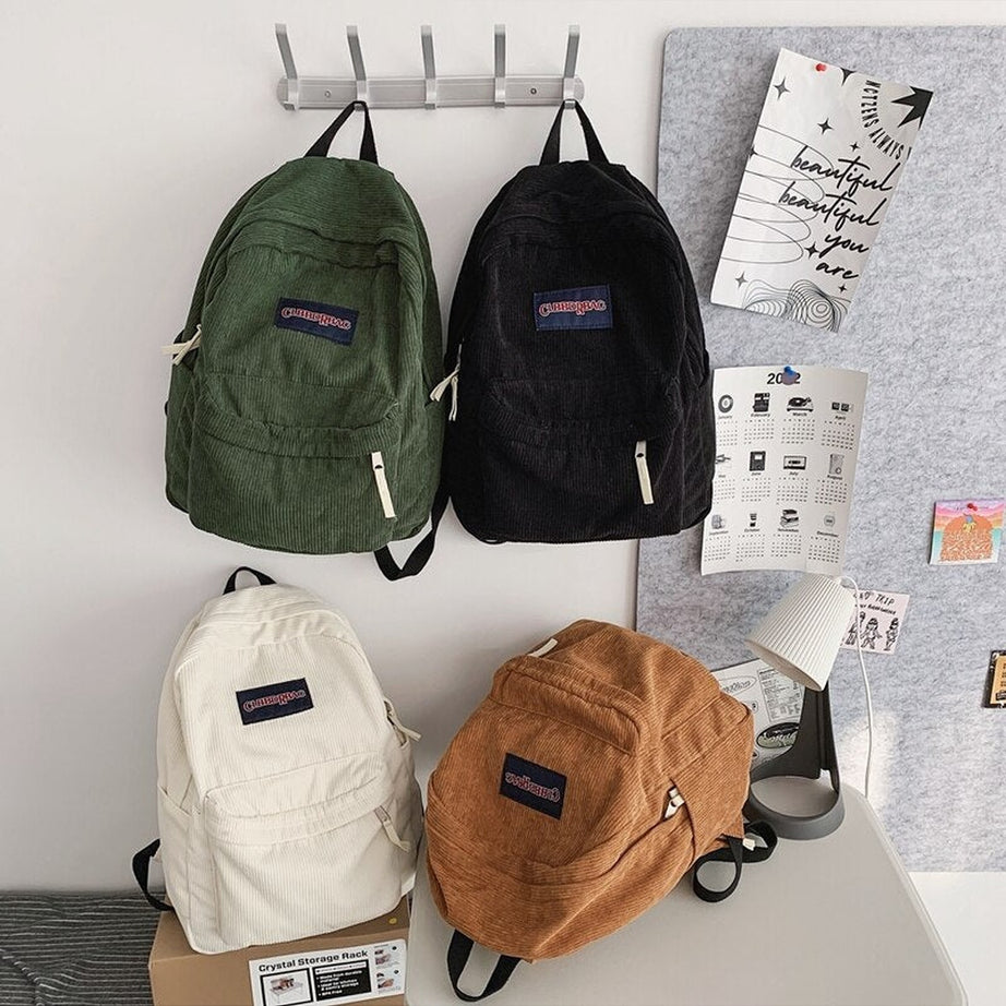 Y2k Cute Corduroy Preppy Backpack