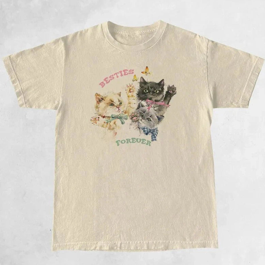 Y2k Cute Kittens Oversized Graphic T-Shirt