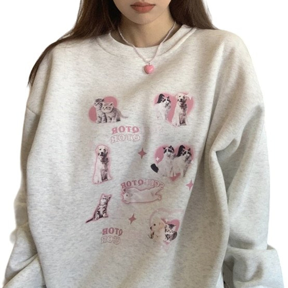 Y2k Cute Kitty Dog Sweatshirt