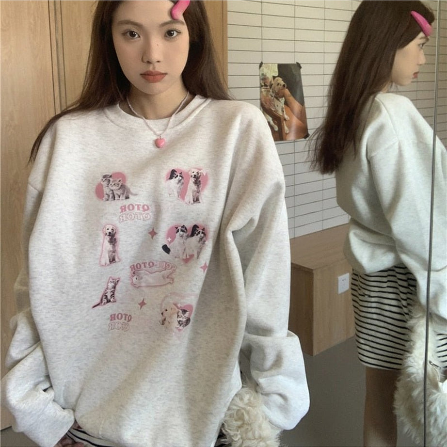 Y2k Cute Kitty Dog Sweatshirt