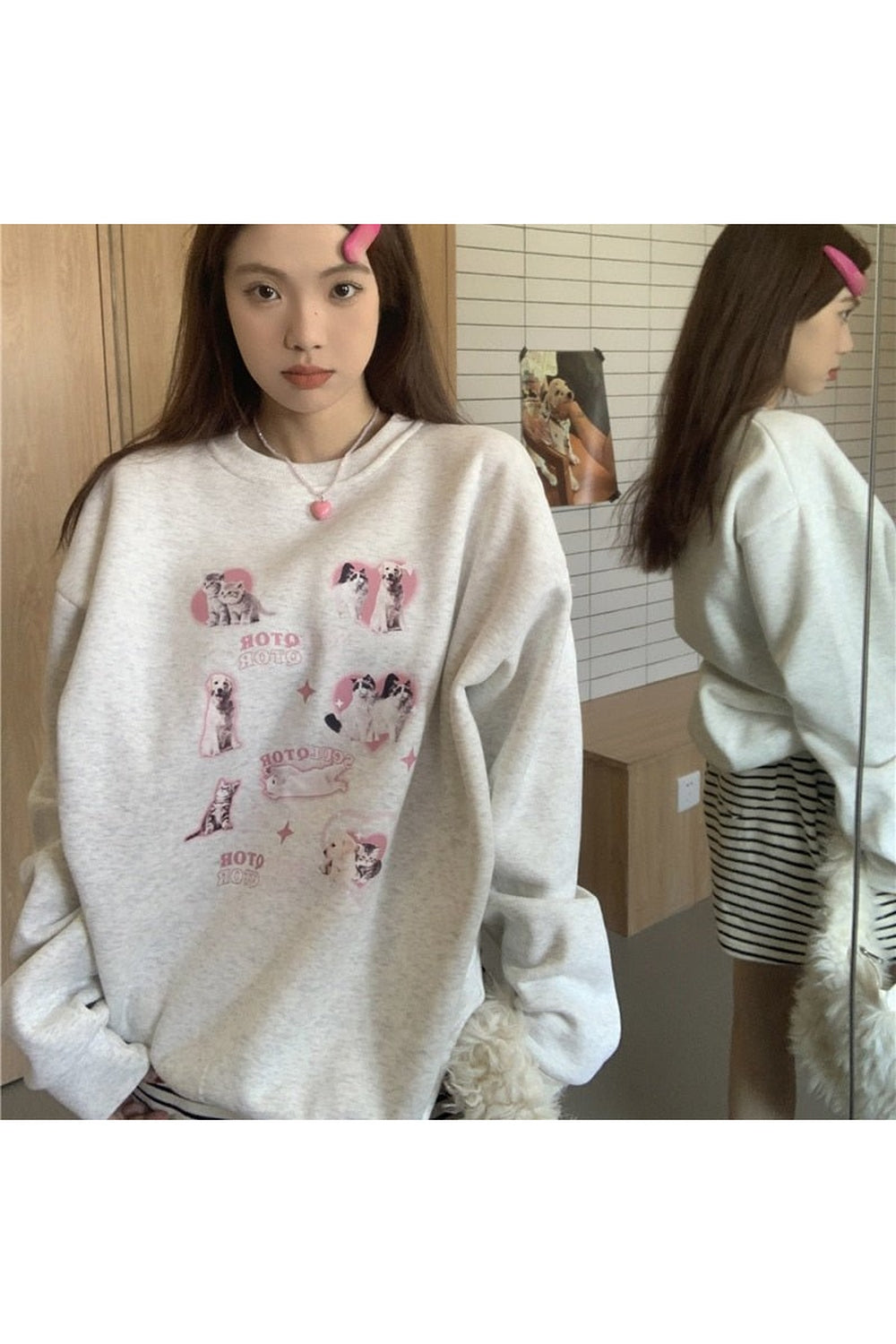 Y2k Cute Kitty Dog Sweatshirt