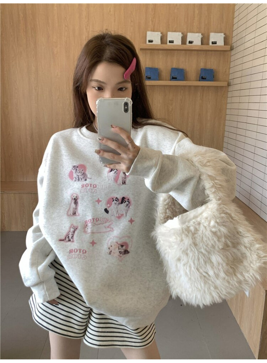 Y2k Cute Kitty Dog Sweatshirt