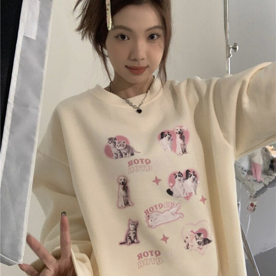 Y2k Cute Kitty Dog Sweatshirt