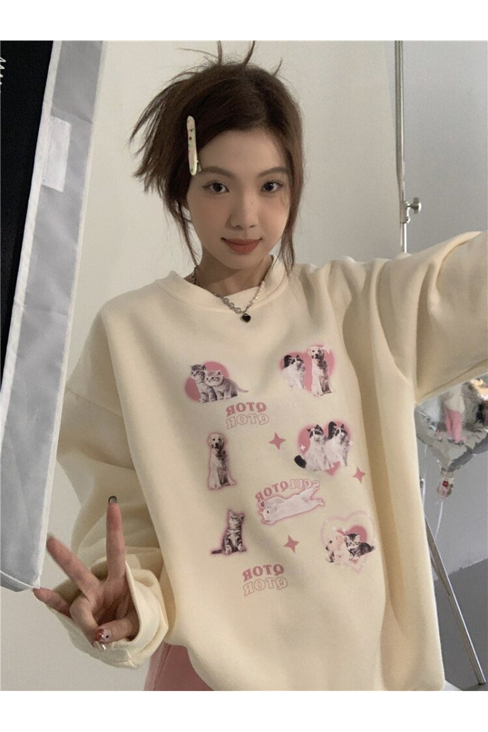 Y2k Cute Kitty Dog Sweatshirt