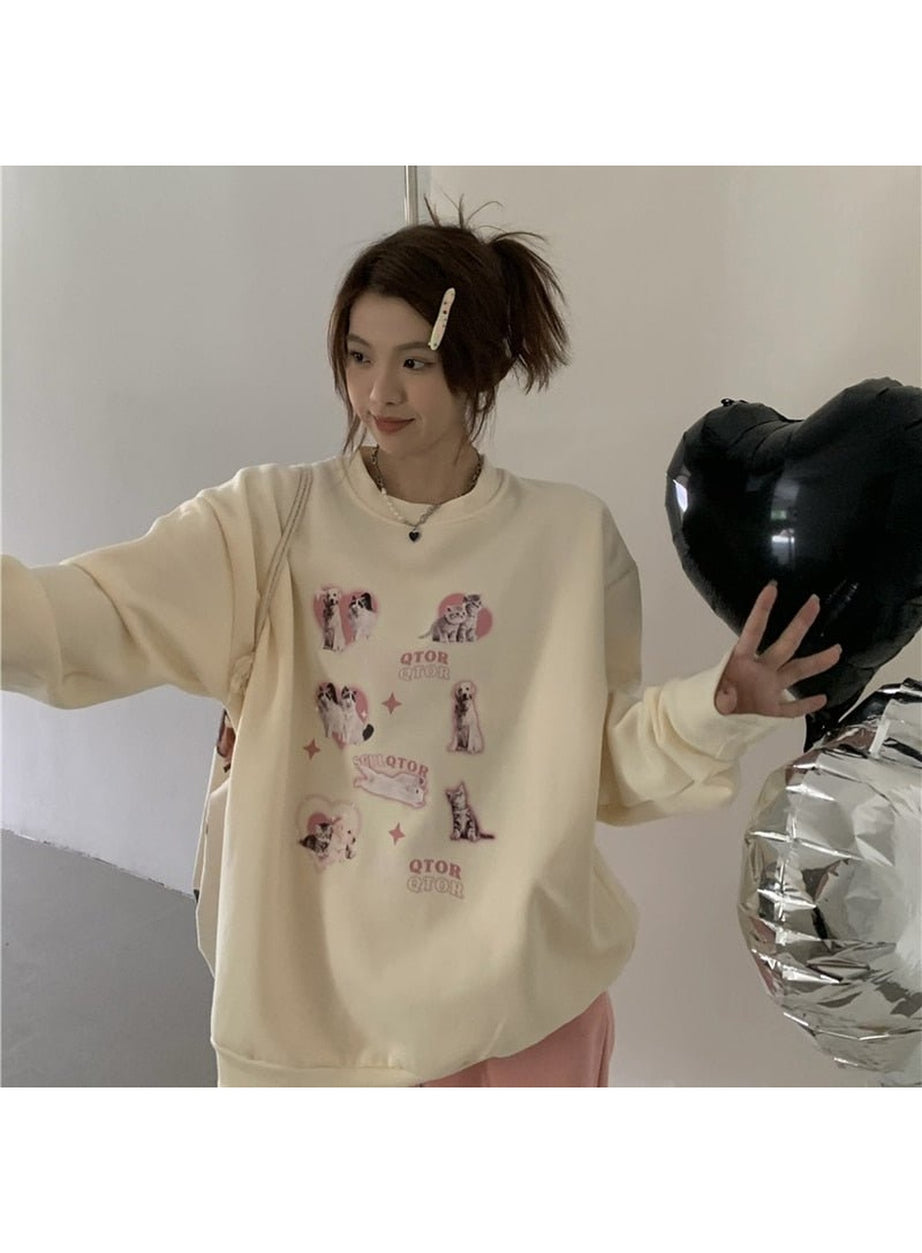 Y2k Cute Kitty Dog Sweatshirt