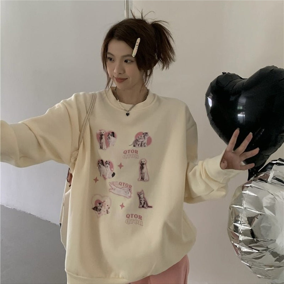 Y2k Cute Kitty Dog Sweatshirt