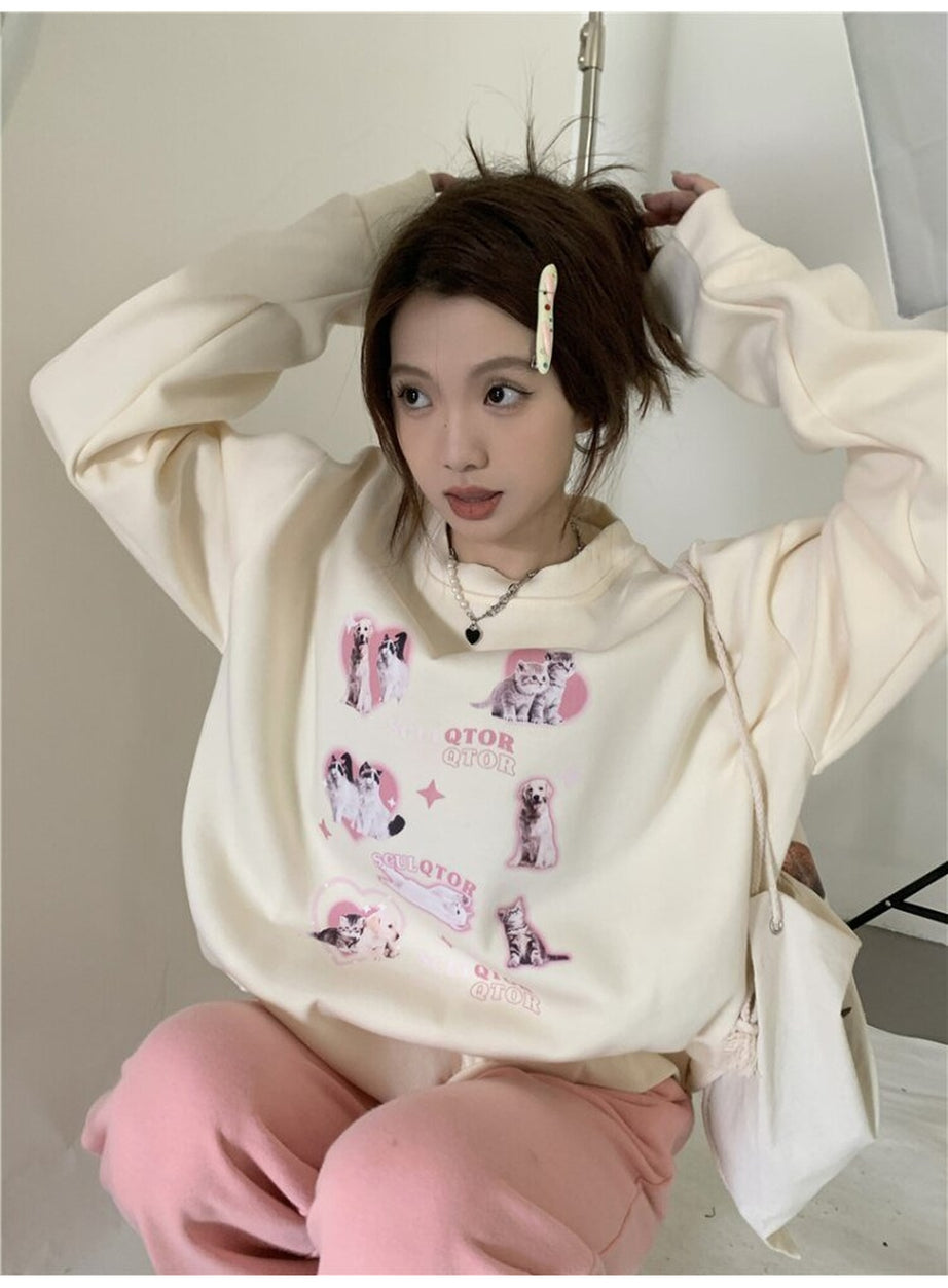Y2k Cute Kitty Dog Sweatshirt
